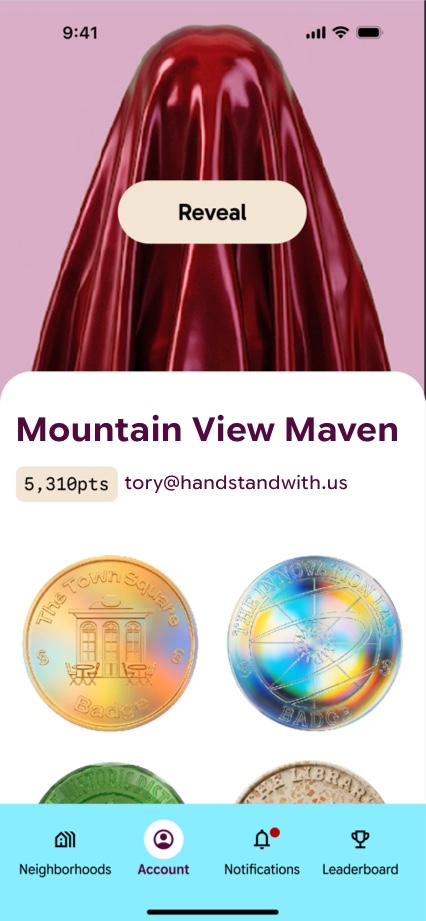 Player account and avatar in the web app