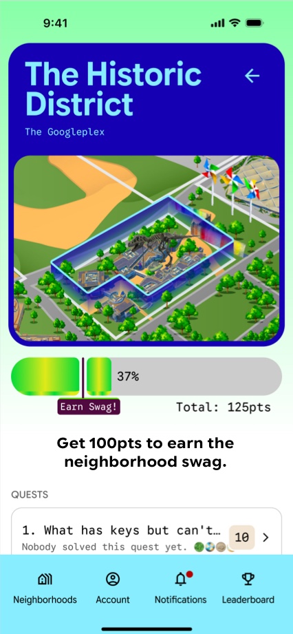 Townsville neighborhoods in the custom web app